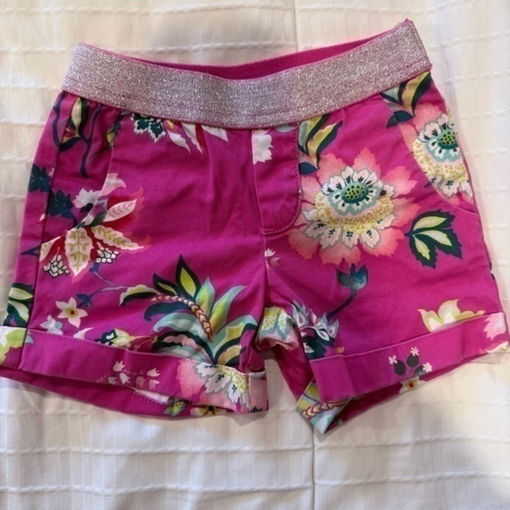 Like New Gap Floral Pink Shorts with Glitter Waistband size 4/5 (XS)